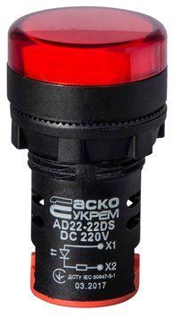 Сигнальна арматура AD22-22DS червона 220V DC A0140030083 фото