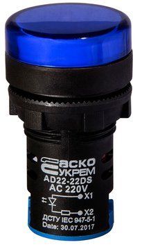 Сигнальная арматура AD22-22DS синяя 220V АC A0140030152 фото