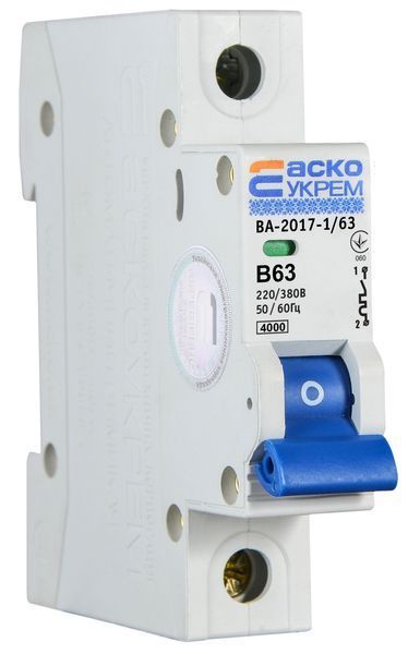 Автоматичний вимикач УКРЕМ ВА-2017/B 1р 63А АСКО A0010170057 фото