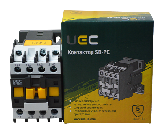 Контактор SB-PC-009 9А 110В/АС3 1р (НЗ) UEC PC1-SB-009-110-01 фото