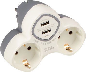 Двійник тип С з з/к, 2гн USB, білий серії Ornat ECO019001019 фото