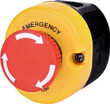 Кнопковий пост 1-модул. ESE1Y-V1 (Compact, "STOP" гриб.типу, відкл. поворотом, червон., корп. жовто-чорн.) 4771447 фото