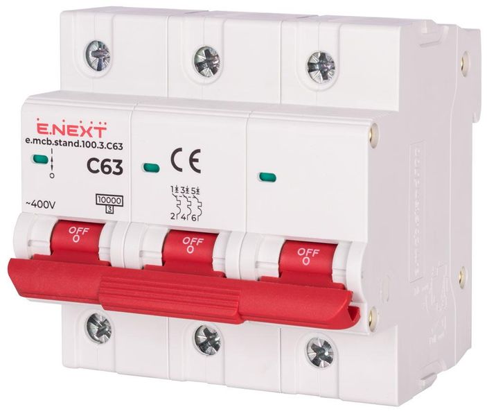 Автоматический выключатель e.mcb.stand.100.3.C63, 3р, 63А, C, 10кА s002212 фото