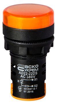 Сигнальная арматура AD22-22DS желтая 380V АC A0140030154 фото