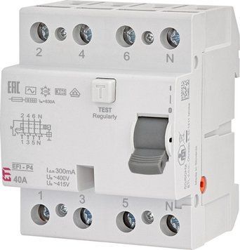 Реле дифференциальное (УЗО) 4p EFI-P4 40/0,3 тип AC (10kA) 2061632 фото