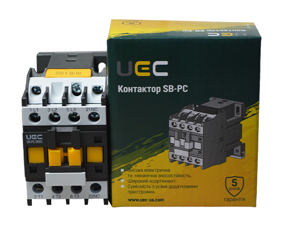 Контактор SB-PC-009 9А 220В/АС3 1р (НЗ) UEC PC1-SB-009-220-01 фото