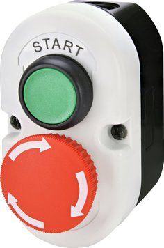 Кнопковий пост 2-модул. ESE2-V5 (Compact, "START/STOP" гриб.типа, відкл. поворотом, зелен./червон., корп. сіро-чорн.) 4771443 фото