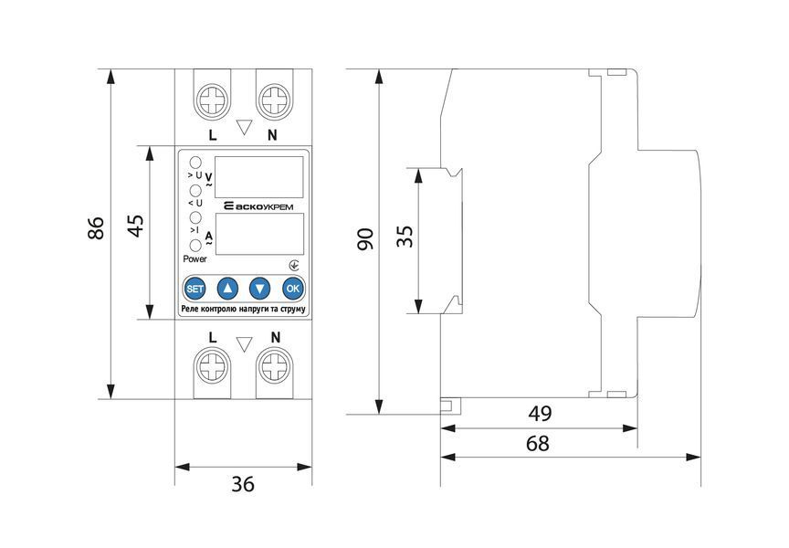 Реле контролю напруги та струму RKV 2P 40A A0010230001 фото