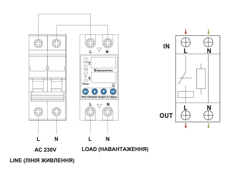Реле контролю напруги та струму RKV 2P 40A A0010230001 фото