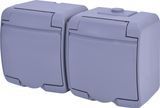 Розетка 2-на з з/к Schuko RHE-2s-SR (сіра/сіра кришка, IP54) 4668072 фото