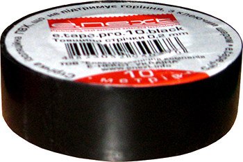 Изолента e.tape.pro.10.black из самозатухающего ПВХ, черная (10м) p0450006 фото