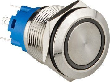 Кнопка металева пласка з підсвічуванням TYJ 19-271; 1NO+1NC; червона 12V A0140010251 фото