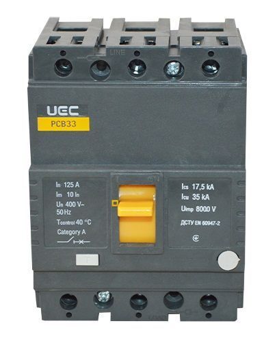 Автоматичний вимикач PCB33 3Р 125А 35кА UEC MCCB-PCB-33-3-0125 фото