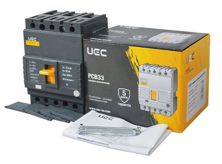 Автоматичний вимикач PCB33 3Р 125А 35кА UEC MCCB-PCB-33-3-0125 фото