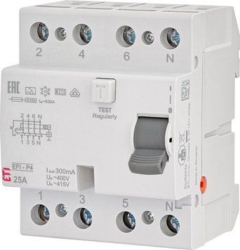 Реле дифференциальное (УЗО) 4p EFI6-P4 63/0,03 тип AC (6kA) 2061653 фото