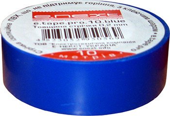 Изолента e.tape.pro.10.blue из самозатухающего ПВХ, синяя (10м) p0450005 фото