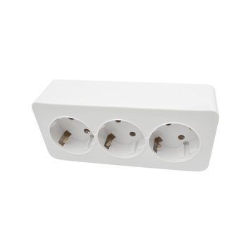 Розетка 3 місця 2P+E з заземленням 16А 250В білий LINEA LIN-EI-SKE-3-16-250-W фото