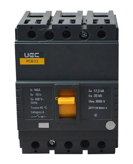 Автоматичний вимикач PCB33 3Р 160А 35кА UEC MCCB-PCB-33-3-0160 фото