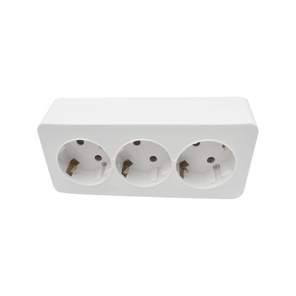 Розетка 3 місця 2P+E з заземленням 16А 250В білий LINEA LIN-EI-SKE-3-16-250-W фото