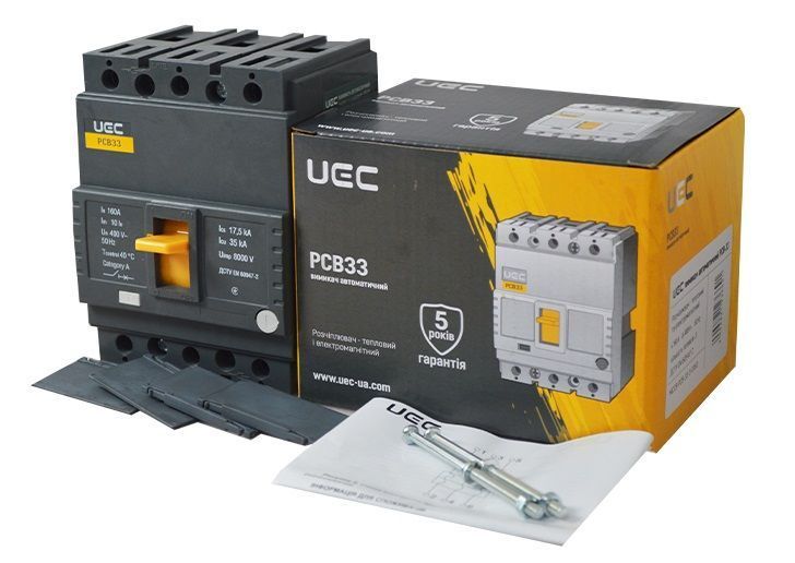 Автоматичний вимикач PCB33 3Р 160А 35кА UEC MCCB-PCB-33-3-0160 фото
