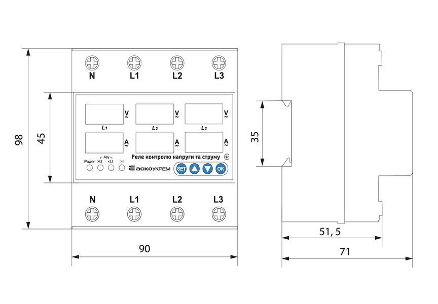Реле контролю напруги та струму RKV 4P 63A A0010230003 фото