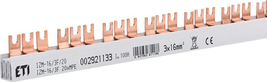 Шина питания IZM 16/3F/20хMPE (16мм2, 3P, 1м, Fork, 60mod.) 2921133 фото