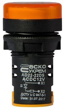 Сигнальна арматура AD22-22DS жовта 12V АC/DC A0140030161 фото