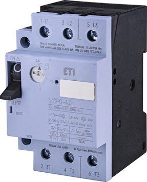 Автоматичний вимикач захисту двигуна MSP0-4,0 (1,1-1,5 kW, 2.4-4A) 4646622 фото