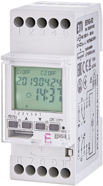 Цифровой астрономический таймер с сумеречным реле EDIGI-R2 230V (2x16A_AC1) 2470400 фото