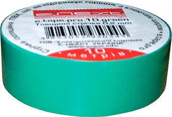 Изолента e.tape.pro.10.green из самозатухающего ПВХ, зеленая (10м) p0450003 фото