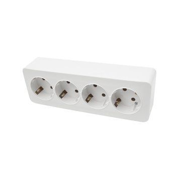 Розетка 4 місця 2P+E з заземленням 16А 250В білий LINEA LIN-EI-SKE-4-16-250-W фото