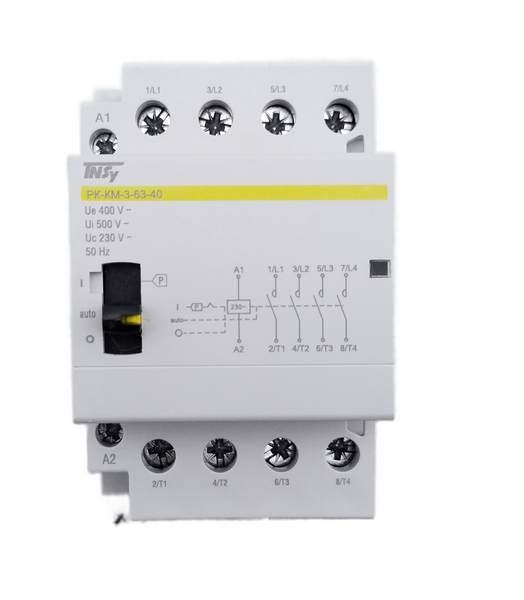 Контактор модульний РК-КМ-3-63-40 63А 230AC 4NO 4р 3мод. з ручним керуванням TNSy5504658 фото