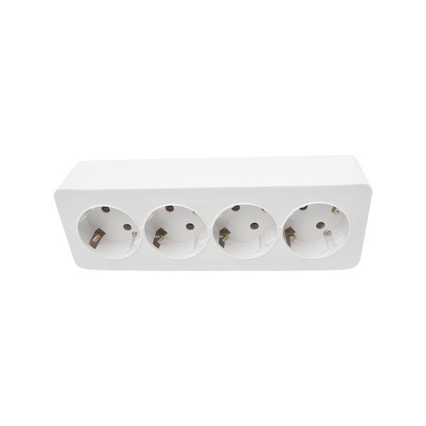 Розетка 4 місця 2P+E з заземленням 16А 250В білий LINEA LIN-EI-SKE-4-16-250-W фото