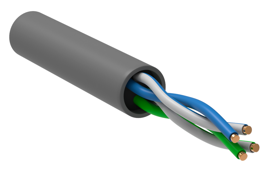 ITK Кабель связи витая пара U/UTP, кат.5E 2х2х24(0,51мм)AWG solid, PVC, 500м, серый LC1-C5E02-111 фото