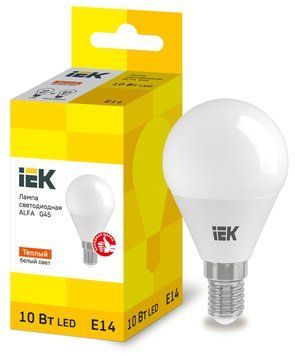 Лампа LED ALFA G45 куля 10Вт 230В 3000К E14 LLA-G45-10-230-30-E14 фото