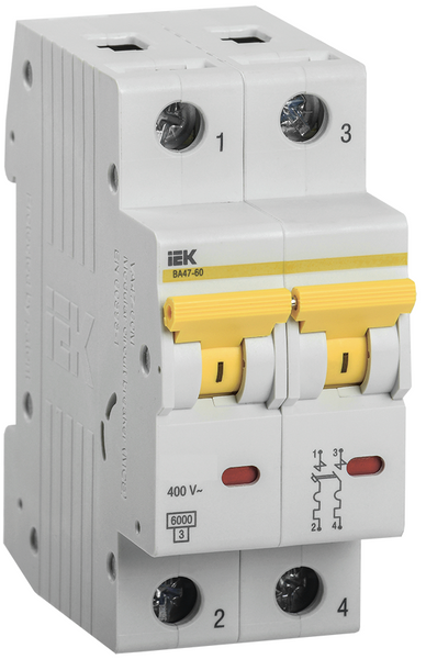 Автоматичний вимикач ВА 47-60 2Р 4А 6 кА х-ка С MVA41-2-004-C фото
