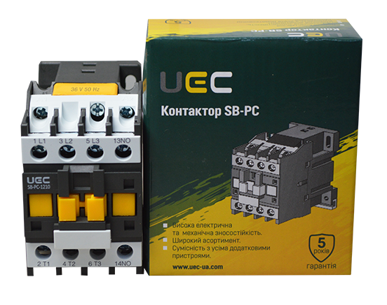 Контактор SB-PC-012 12А 36В/АС3 1з (НВ) UEC PC1-SB-012-36-10 фото
