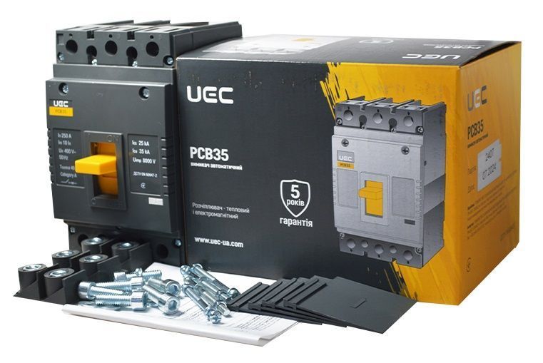 Автоматичний вимикач PCB35 3Р 250А 35кА UEC MCCB-PCB-35-3-0250 фото
