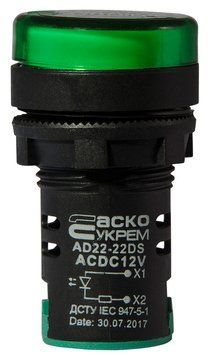 Сигнальна арматура AD22-22DS зелена 12V АC/DC A0140030162 фото