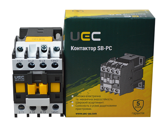 Контактор SB-PC-012 12А 110В/АС3 1з (НО) UEC PC1-SB-012-110-10 фото