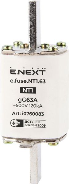 Запобіжник плавкий e.fuse.NT1.63, габарит 1, 63А i0760083 фото