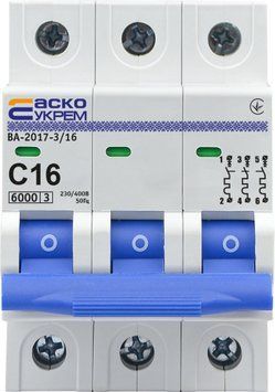 Автоматический выключатель УКРЕМ ВА-2017/С 3р 16А АСКО A0010170021 фото