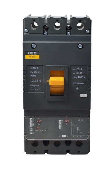 Автоматический выключатель PCB35 3Р 250А 35кА с электр. расцепл. PR211 UEC MCCB-PCB-35-3-0250E фото