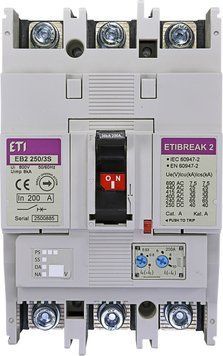 Автоматический выключатель EB2 250/3S 200A 36kA, 0.63-1In/6-13In 3P 4671082 фото