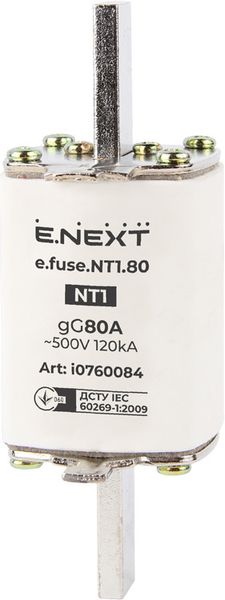 Запобіжник плавкий e.fuse.NT1.80, габарит 1, 80А i0760084 фото