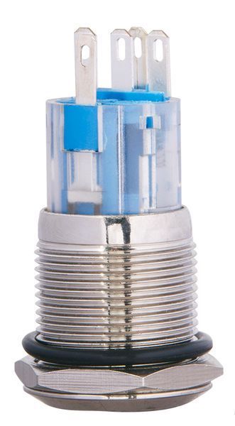 Кнопка металлическая плоская с подсветкой TYJ 19-271; 1NO+1NC; синяя 24V A0140010143 фото