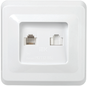 РК/Т12-ВБ Розетка 2-ая компьютерная и телефонная RJ11/RJ45 ВЕГА белый EIV20-K01-DM фото