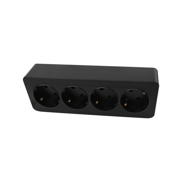 Розетка 4 места 2P+E с заземлением 16А 250В черный LINEA LIN-EI-SKE-4-16-250-B фото