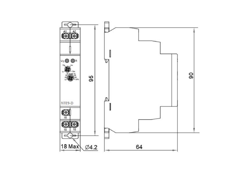 Реле времени задержки отключения без источника питания NTE9-D AC/DC 12-240V