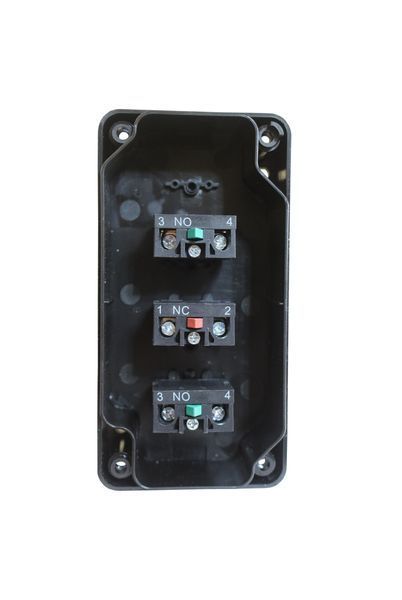 Пост кнопочный ХВ2-В324 "ВГОРУ-СТОП-ВНИЗ" 1NO+1NC+1NO белая, красная, черная "&uarr;-0-&darr;" TNSy5505557 фото